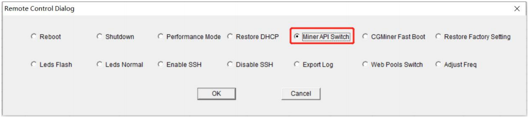 Enable the Miner API Switch.