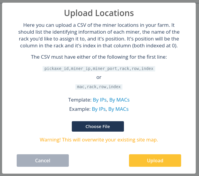 Uploaded Locations prompt.