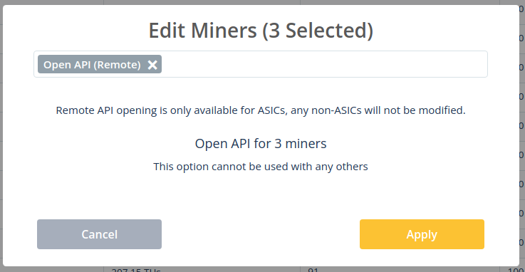 Opening the miner APIs.