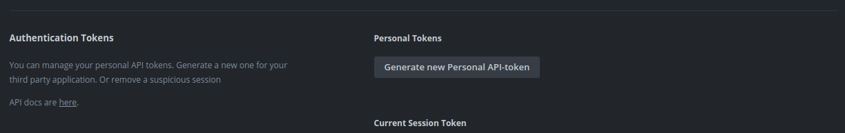 Beginning the creation of a new Personal access token.