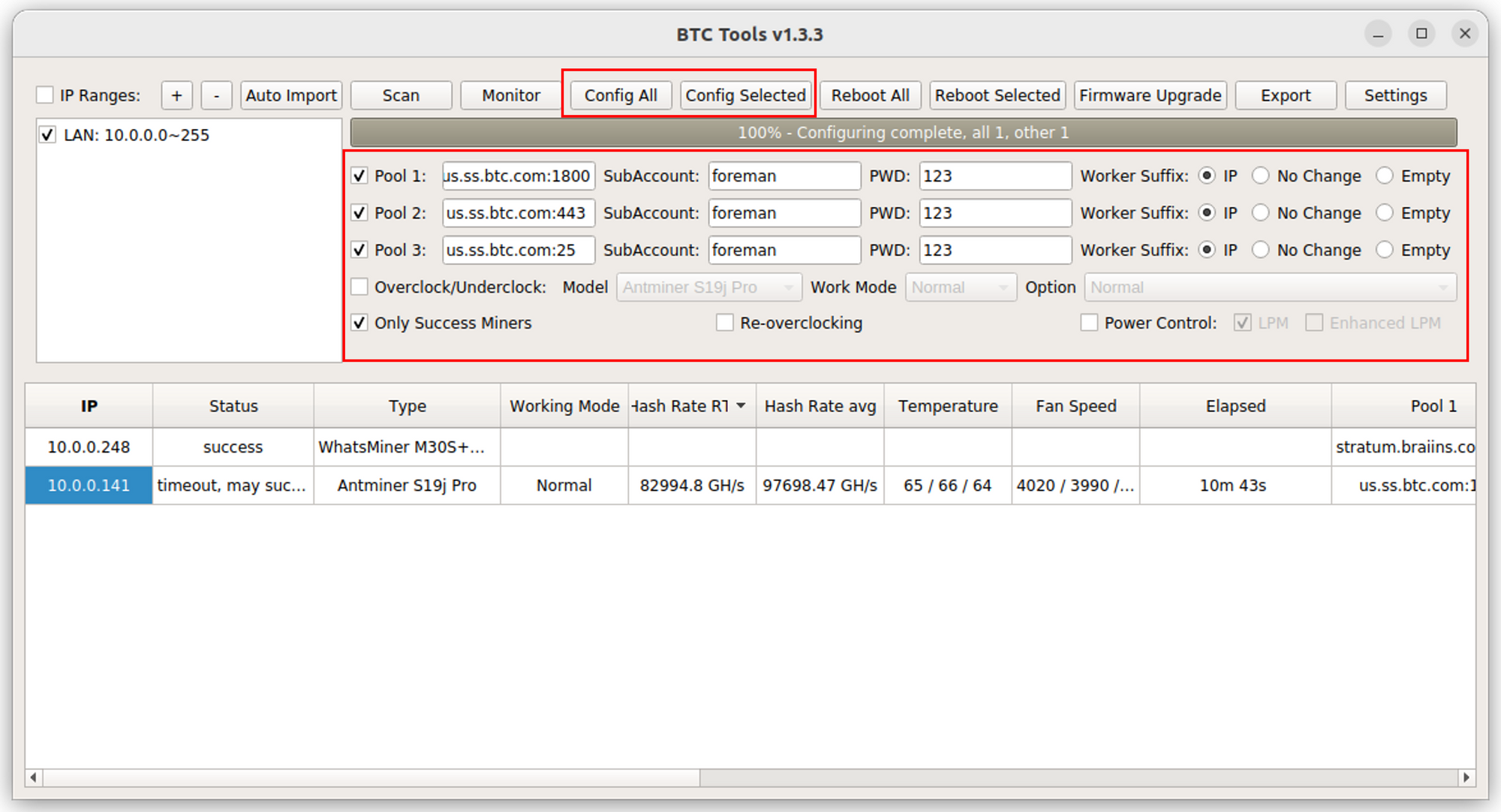 btc pool tools